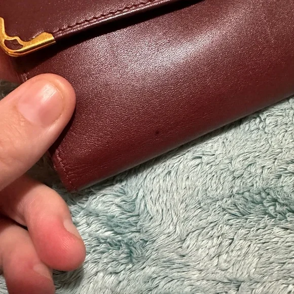 Cartier Burgundy Tri Fold Wallet With Kiss Lock 💋 - Picture 7 of 15